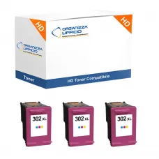 KIT 3 Cartucce Tricolor per HP 302XL F6U67AE